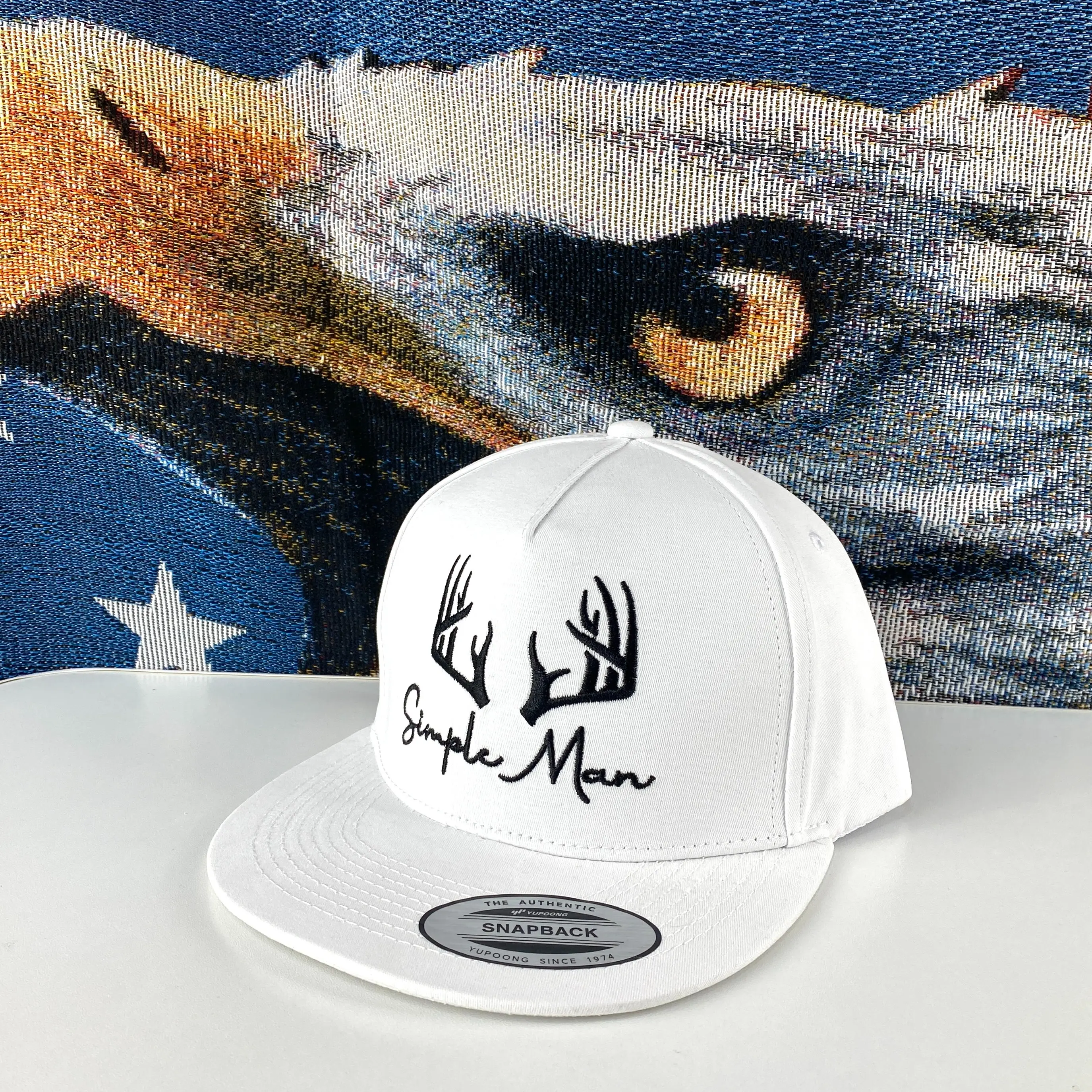 Simple Man Baseball Cap/Trucker Hat - Antler Pattern (All fabric material, unisex)