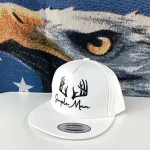 Simple Man Baseball Cap/Trucker Hat - Antler Pattern (All fabric material, unisex)
