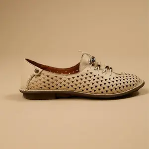 Jabin Leather Beige Women`s Summer Casual Moccasins