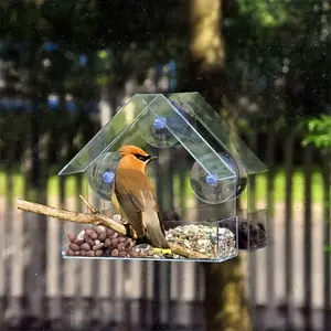 Acrylic Bird Cage & Feeder - Transparent Wall-Mounted Design with Multiple Feeding Ports, Durable Outdoor Bird Feeder for Small Birds, Safe & Easy-Clean Pet Supplies, Bird Feeders for Outside Hanging, Clear Viewing Panel, Weatherresistant M