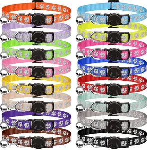 16 PCS Breakaway Cat Collars with Bells Reflective Cat Collar Safety Nylon Kitten Collars Cat Collars for Girl Boy Cats(6"-9") QDYU