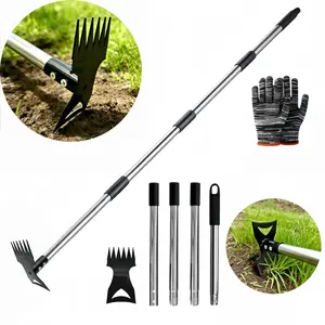2-In-1 Stainless Steel Garden Hoe, Includes Gloves, Long Handle Weed Puller Tool with Sharp Teeth, Ideal for Gardening, Durable Gardening Tools