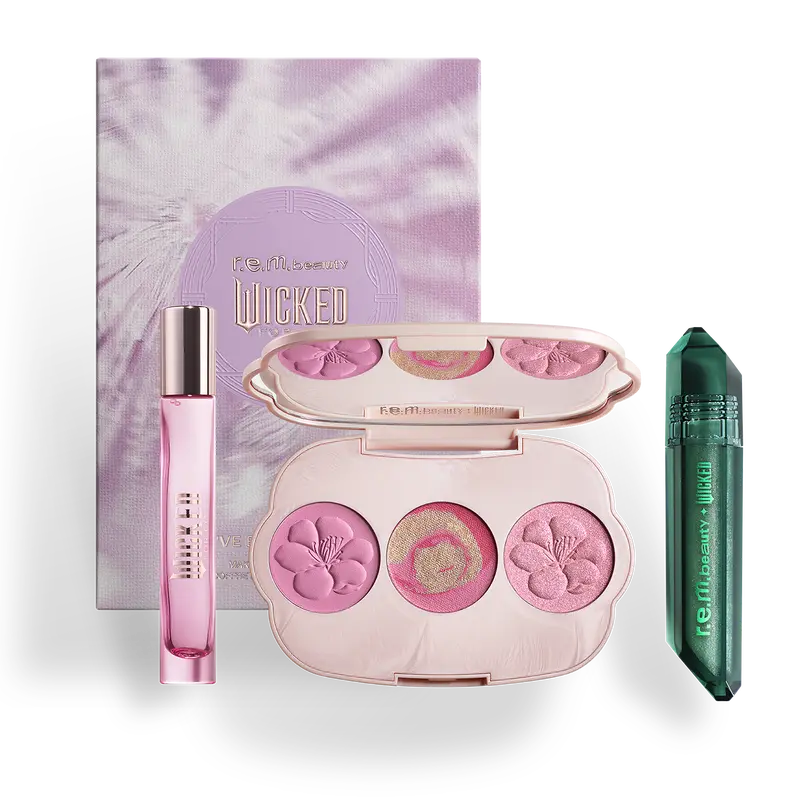 r.e.m. beauty x Wicked: For Good you've been glinda-fied! fragrance & makeup set - floral gourmand, blush, lip oil and fragrance, fruity