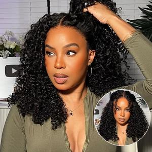 [Free Upgraded] ISEE M-Cap Wear Go Kinky Curly 9x6 Pre Bleached HD Lace Human Hair Wig - Medium Size Cap with C-Shape Protection Ear Design Gift for Girlfriend/Wife/Family  Vacation Hair #Summervibes#ISEECrochetNewArrivals