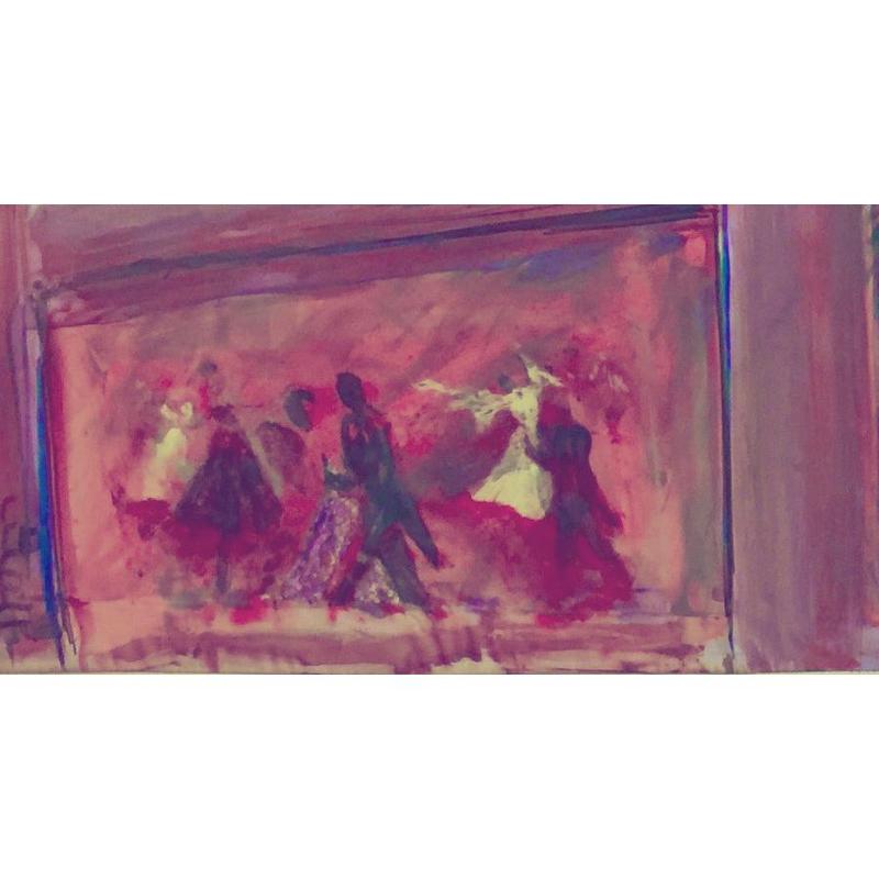 Hollywood Nights, Wall Art Contemporary Silk Painting