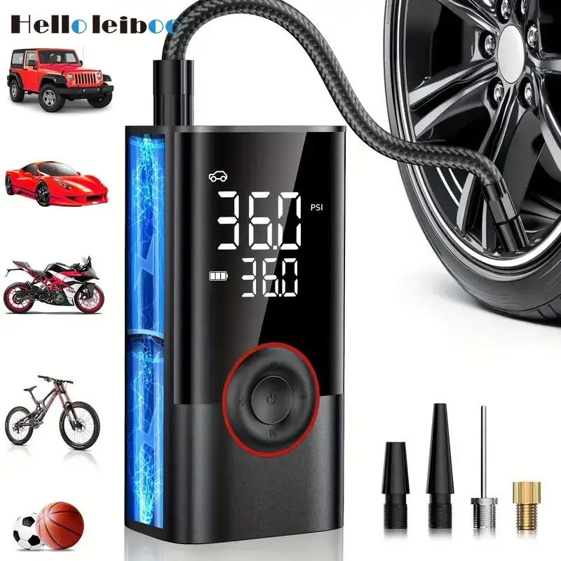 Portable Air Compressor, 150PSI Car Air Pump with Digital Display, Multifunctional Aircompressor Car Tire Inflation Tool, Tools And Gadgets, Tire Infl