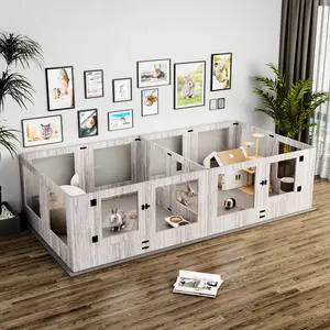Bingopaw Tempered Glass Dog Playpen: Indoor Pet Whelping Pen Box Protective Ledge Inside Dog Playpen for Newborn Puppies