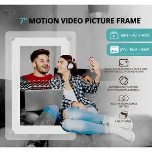 7” FlexView Portable Digital Frame for Photo and Video, 60x104 Resolution, Supports 4GB Storage, Suitable for Decor and Photo Use