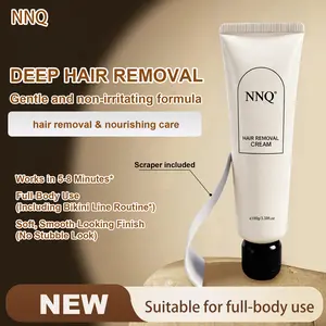 NNQ Hair Removal Cream， Gentle Plant-Based, Fast-Acting & Odorless Formula for LegsArms, Underarms & Bikini Line, Hydrating Depilatorywith Aloe & Vitamin E, Pain-Free Smooth Skin