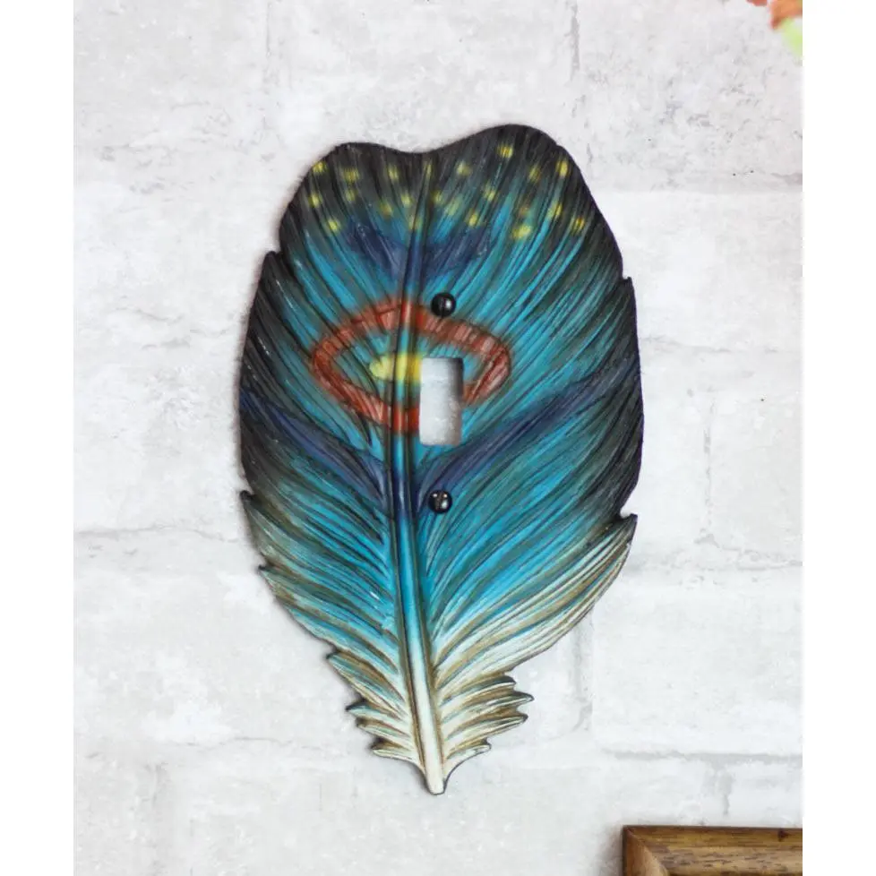 Decorative Rustic Handcrafted Southwestern Indian Dreamcatcher Feather Light Switch Plates, 2-Piece Set Single Toggle Switch Covers for Home Decor