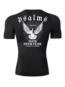 Men's Peace Dove Print Short Sleeve Compression Shirt, Gym Workout Running Sporty T-Shirt, Summer Quick-Dry Breathable Round Neck Tees Tops, Tight-Fit Baselayers Undershirts Rash Guard Activewear Sportswear