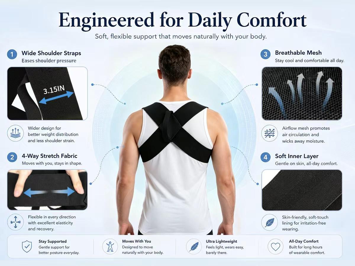 VKN Shoulder Straps - Posture Support Straps for Men & Women – Elastic Back Support, Straight Back Support, Use at Home or in Office (S-XXL) tiktokshopbacktoschool VKN Shoulder Straps - Posture Support Straps for Men & Women – Elastic Back Support, Straight Back Support, Use at Home or in Office (S-XXL) tiktokshopbacktoschool