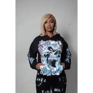 Tanorria Black Rhinestone Hoodie