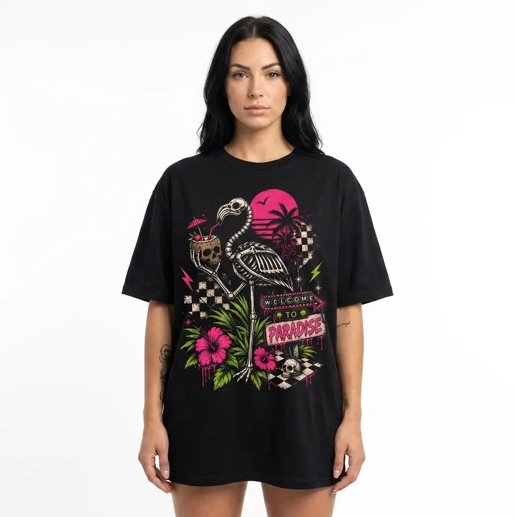 Welcome To Paradise Shirt Halloween Goth Summer Tee Summerween shirt,Funny Goth Shirt, Beach Goth, Goth Beachwear, Alt Summer Shirt Hoodie, Tshirt, Sweatshirt, Aesthetic, Streetwear Style