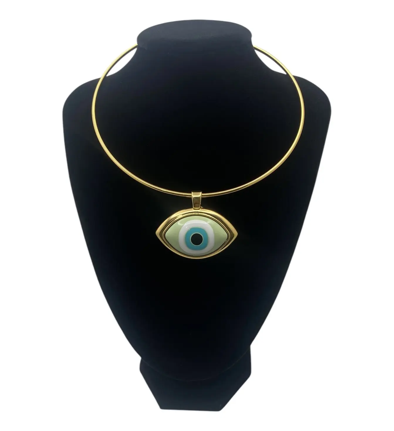 Green Evil Eye Gold Choker Necklace