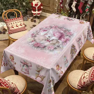 Rectangular Christmas Tablecloth, Gingerbread Man Santa Claus Table Decor, New Year Party and Dinner Decoration, Best Christmas Gift