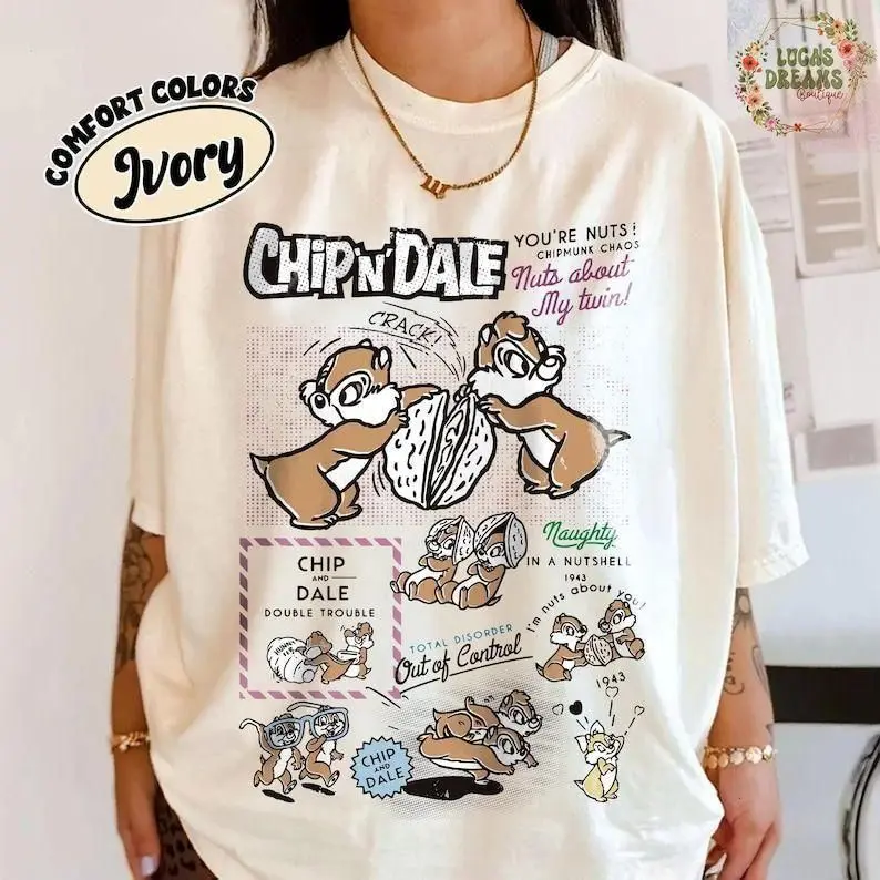 Vintage WDW Chipmunks Tee, Double Trouble Cartoon Shirt, Cute Friends Tee, Park Outfit