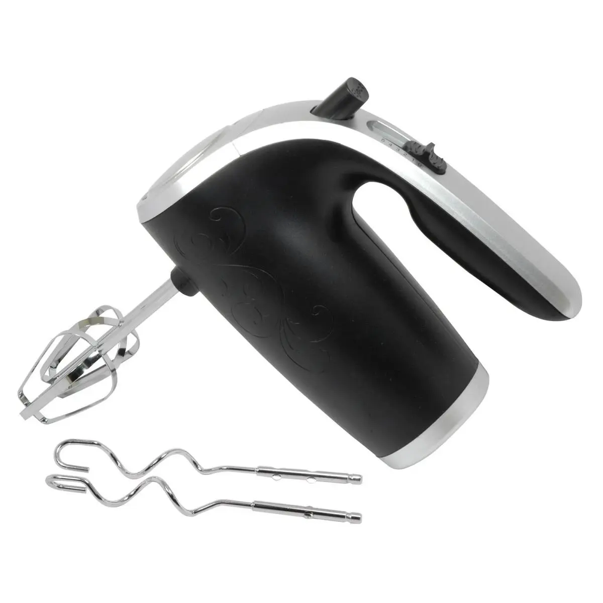 212 MAIN Corded Stainless Steel Hand Mixer - 5-Speed, 150W Power, 1-Hand Control, Multifunction Easy-Mixing Household Kitchen Mixer with Silver Accents, Black, Corded Mixer