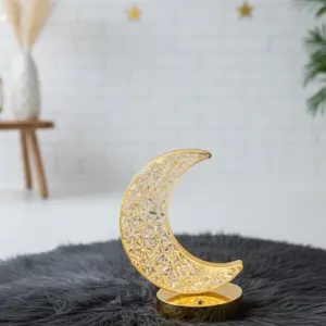 Gold Crescent Star Touch Metal Decor for Home Office Elegant Design