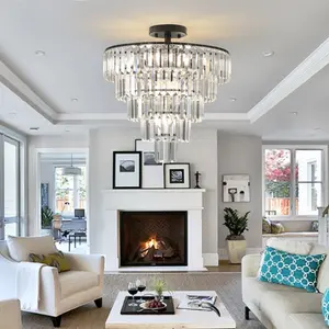 10-Light Crystal Modern Black Chandelier Light Fixture for Dining Room Kitchen