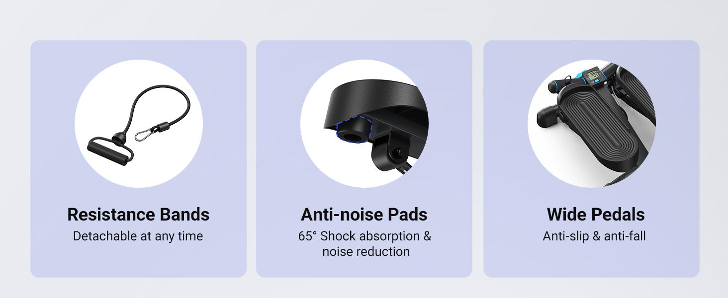 MERACH Steppers for Exercise, Stair Stepper with Resisitance Bands Mini Stepper with 330LBS Loading Capacity