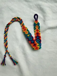 Rainbow Arrow Tie on Bracelet - Fabric Woven Design with Colorful Arrows