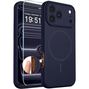 comfeel for iPhone 17 Pro Max Case (Camera Control Cover) (Compatible with MagSafe) Full Camera Protection with Screen Protector, Silicone Shockproof Drop Protective Phone Case,Dark Blue