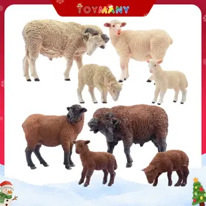 TOYMANY 8pcs Merino Sheep Figurines Set – Realistic Farm Animal Sheep & Lamb Toys Made of Durable Plastic, Educational Farm Playset for Kids & Toddlers, Ideal Birthday and Christmas Gift