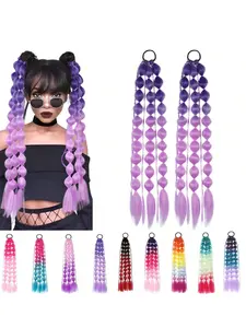 1pc Straight Bubble Ponytail Hair Extension, Synthetic Extensions, Lightweight with Band, Gradient Color Synthetic Tail, Suitable for All Ages, Party and Music Festivals, Synthetic Soft Hairpieces