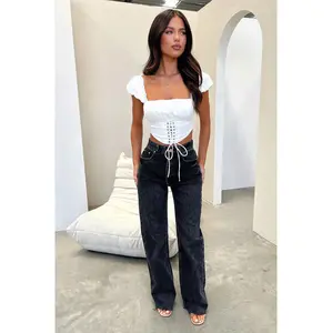 Ace Semi-Wide Leg Denim Jeans - Black