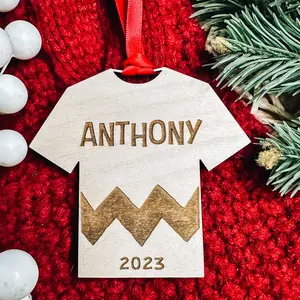 Personalized Charlie Brown Shirt Christmas Ornament | BFCM 2023 Gift Wood