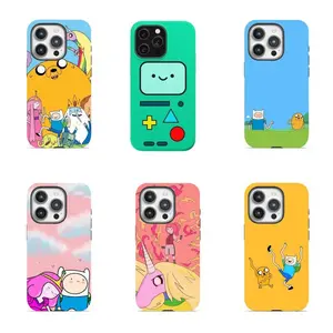 Cute Adventure Time Characters Collage Design Fan Art Magnetic Tough Case Phone Cover for Cartoon Network Fans Durable Protective Magsafe Case Funny Accessory Shockproof Cellphone Casing