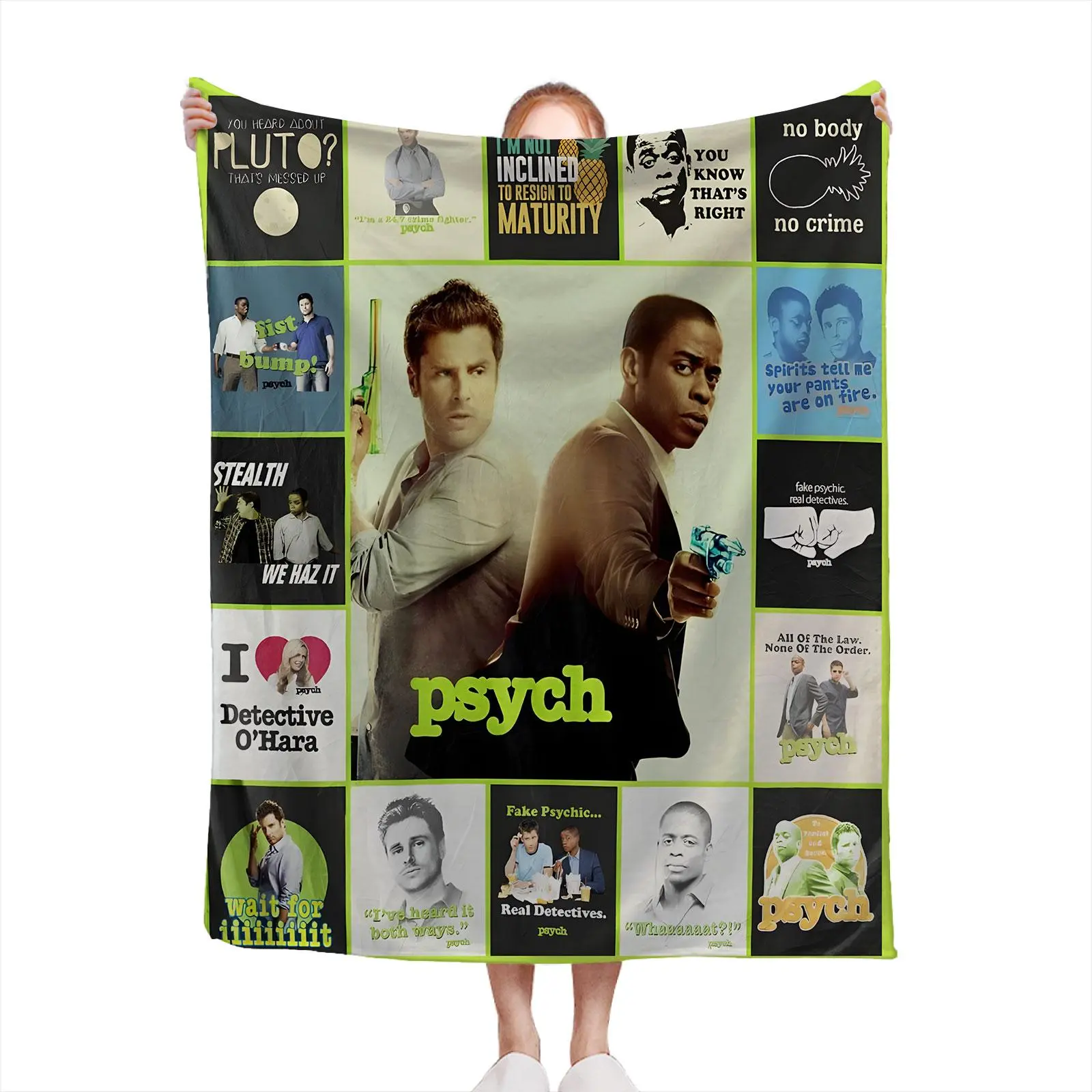 Psych Flannel Throw Blanket Perfect For Apartment Renters & College Students Soft Flannel Blanket Sofa Drape Porch Sitting Bedroom Cozy Gift