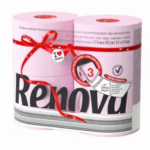 Renova Colored Toilet Paper 3-Ply – 4 Rolls Set – Soft Decorative Bathroom Tissue in Multiple Colors (Rose, 4 Count (Pack of 1))