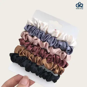6Pcs Neutral Satin Hair Ties, 6cm High Elastic Scrunchies, Plain Color No Crease Ponytail Holders for Women bubble headband dallas