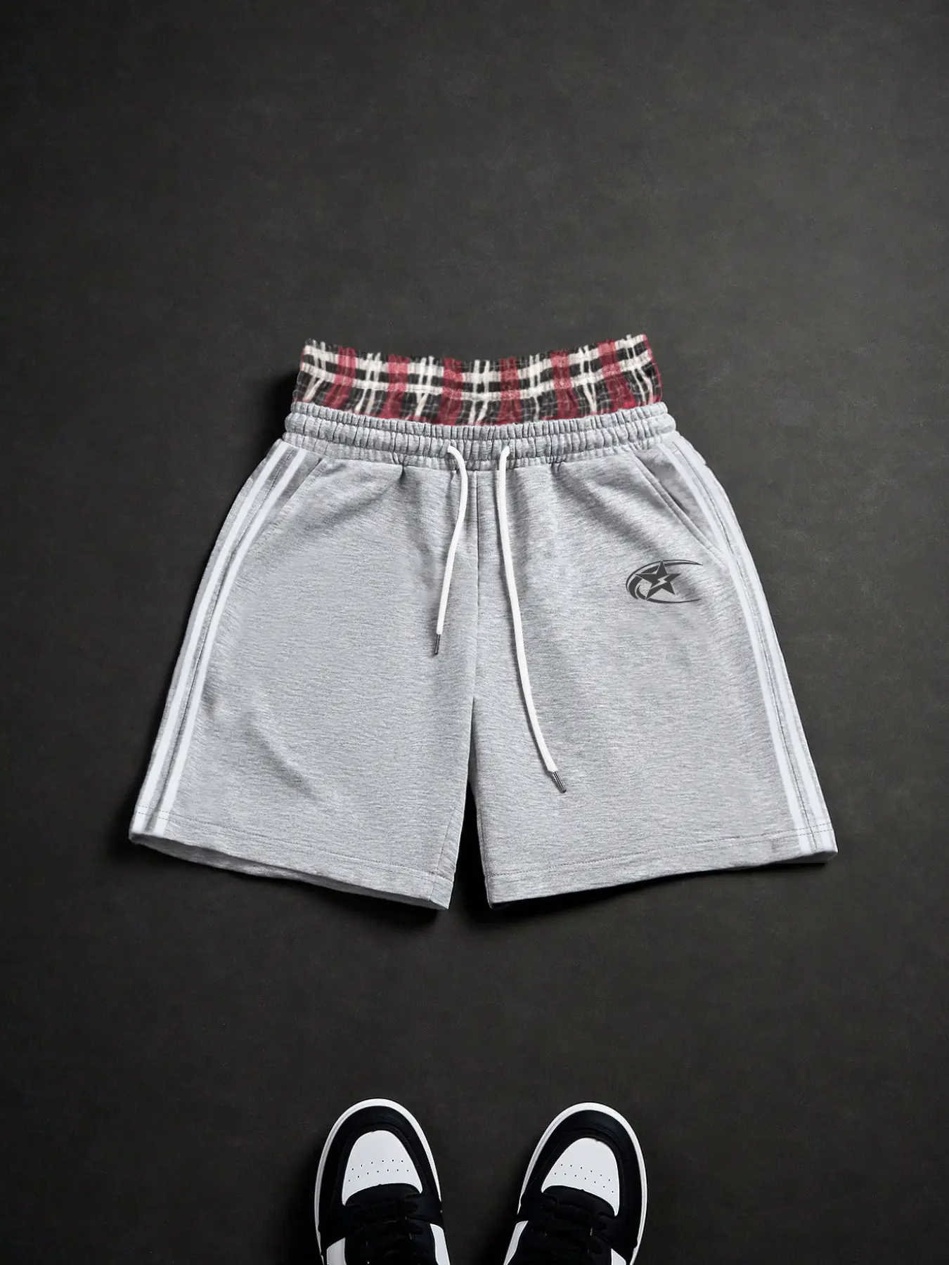 Men's Casual Graphic Print Knit Athletic Shorts, Fitted Drawstring Waist Summer Wear, Comfortable & Stylish Design for Daily Trendy Short, Drawstring Side Shorts, Casual Sporty Shorts, Drawstring Sports Shorts, Comfy Summer Shorts
