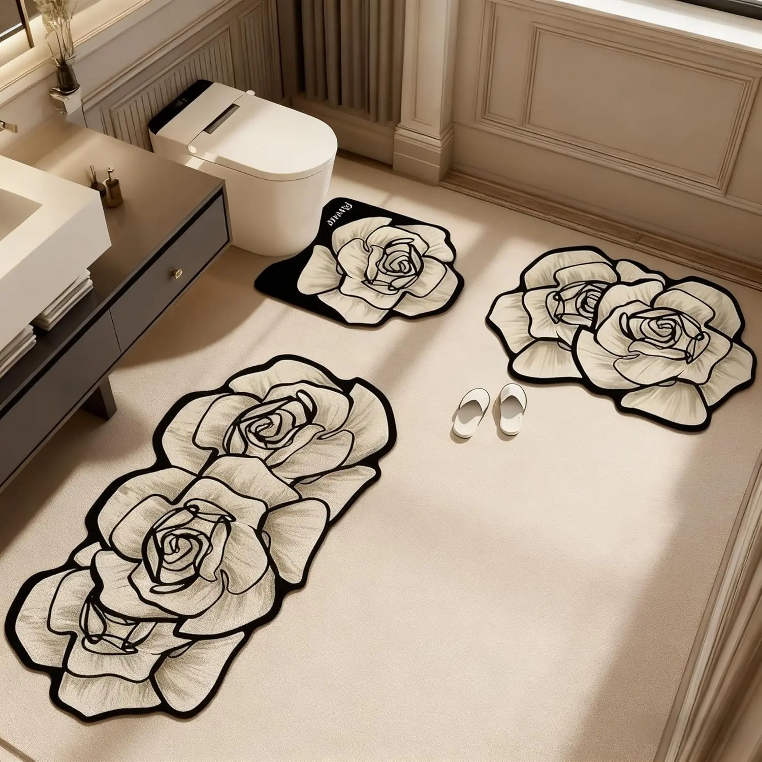 3-Piece Bathroom Rugs Set - Soft, Absorbent, Quick-Dry, Non-Slip Diatom Mud Combo Bath Mats Bagged Set, Multi-Room Mat for Bathroom Decor, Bath Decor