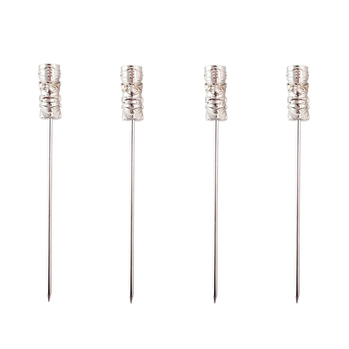 BarConic® 4-Piece Stainless Steel Cocktail Sticks Set, Tiki Bar Utensils for Cocktail Preparation, Cocktail Cocktail Sticks