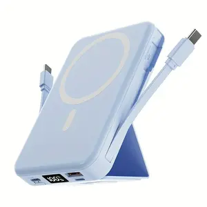 10000mAh Super Fast Charging PD22.5W Wireless Charging 15W Magnetic Fast Charging Power Bank Mini Built-in 2 Cables, Universal Office USB Portable, with Stand And Digital Display Battery Level, Suitable for Airplane Travel Mobile Phone Univ