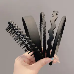 5PCS Non Slip Plastic Headbands for Women and Girls, Wide Head Bands with Teeth, Black Blue White Coffee Pink Hair Bands, Womens Hairbands