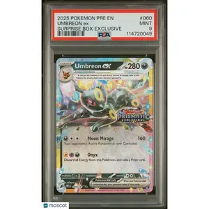 2025 Prismatic Evolutions Umbreon EX #060 Surprise Box Exclusive PSA 9