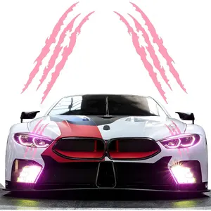 2pcs Monster Claw Marks Headlight Car Sticker Stripes Scratch Decal Vinyl for Sports Cars SUV Pickup Truck Window Motorcycles ect(Pink)