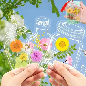 Spring and Summer DIY Transparent Bookmarks and Tassels, Clear Page Clips for Handmade Stunning Dried Flower Bookmarks/Dried Flowers Wishing Bottle