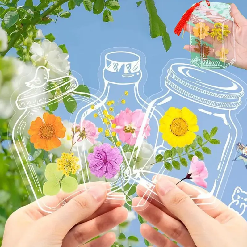 Spring & Summer DIY Transparent Bookmark & Tassel Set - 40/20 Pack Floral Theme Book Accessories, Page Clips for Handmade Dried Flower Bookmarks/Wishing Bottles, Personalized Gifts for Office Stationery Lovers
