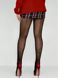 Plus Size Women's Tights with Back Seam and Heart Pattern, Sexy and Fashionable, Perfect for Valentine's Day, Music Festivals, Weddings, Womenswear, Women Pantyhose