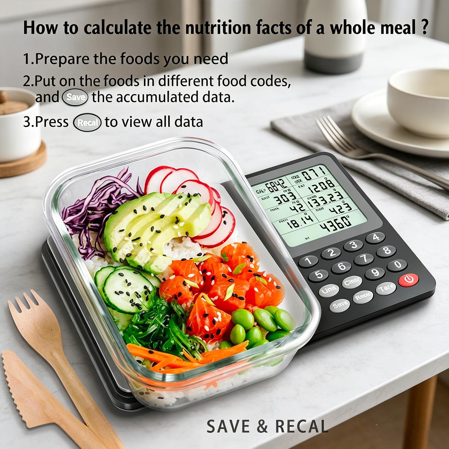 Portable Digital Kitchen Scale, 3kg/0.1g Digital Nutrition Scale with Nutrient Composition & Calorie Calculator, Diet Management Food Scale with Stainless Steel Weighing Pan, 999 pre-programmed foods Measuring Tool (Batteries Included) Portable Digital Kitchen Scale, 3kg/0.1g Digital Nutrition Scale with Nutrient Composition & Calorie Calculator, Diet Management Food Scale with Stainless Steel Weighing Pan, 999 pre-programmed foods Measuring Tool (Batteries Included)