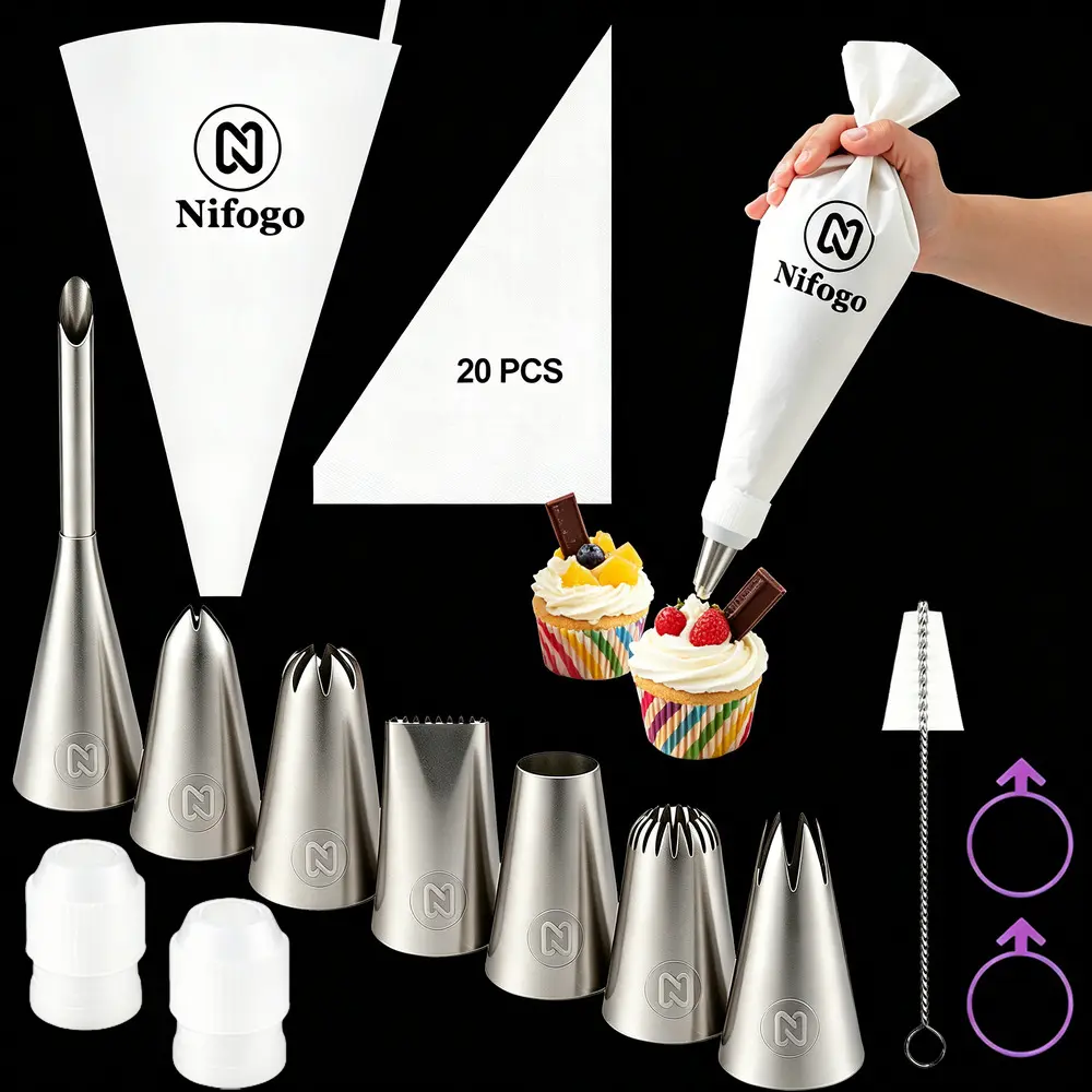 Baking Accessories Universal Buttercream Frosting Decorating Bundle, Multi Fit Icing Tools, Great For Family Kid Friendly DIY Cake Craft Nights At Home