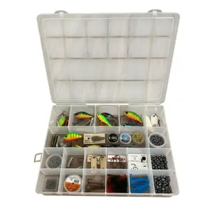 Giotto Tackle Box Organizer with 19 Compartments Clear Plastic Storage Box with Dividers for Fishing Lures 15.0 x 11.0 x 2.4 for Drawer Desk,Crafts Accessories Beads Screws Small Parts Organizer Case