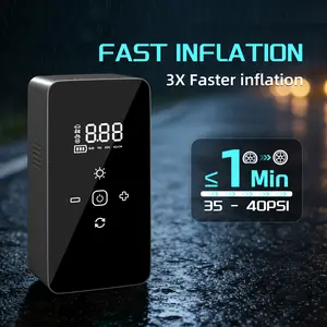 150PSI Fast Inflation Tire Inflator Portable Air Compressor, 3X Faster Cordless Pump, Dual Power Battery and Car Plug, Auto Shut Off, Digital Gauge, LED Light