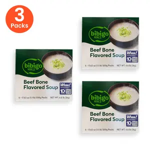 Bibigo Beef Bone Flavored Soup (Seolleongtang) – Korean Ready-to-Eat Broth, 6 Packs of 17.63 oz (3-Pack Bundle, 18 Total)